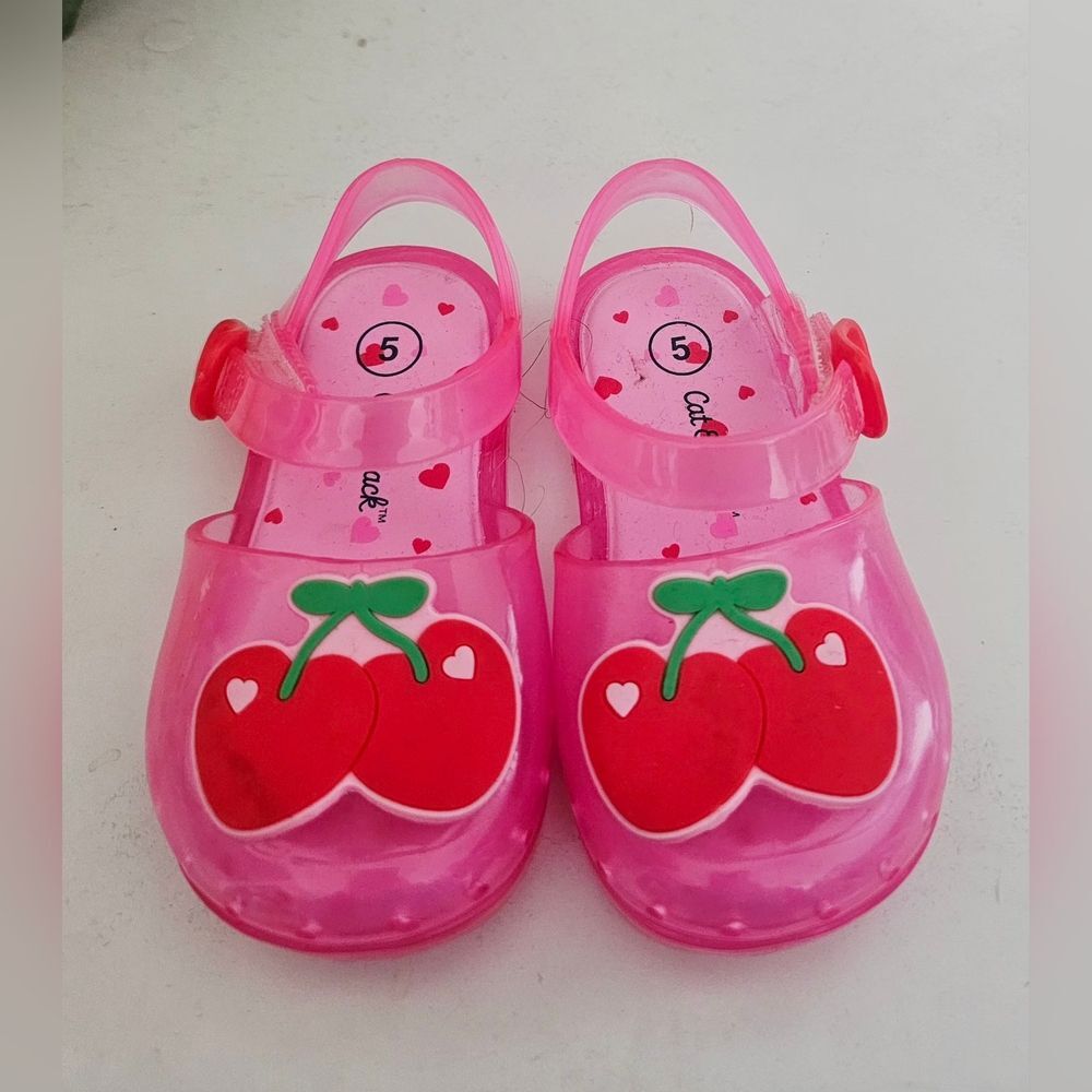 Cat & Jack Cute Cherry Kids Jelly  Sandals - Pink Size 5